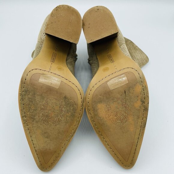 Vince Camuto Womens Boots Size 11M Tan Suede Leather Side Zip Ankle Heel Booties - Picture 9 of 13